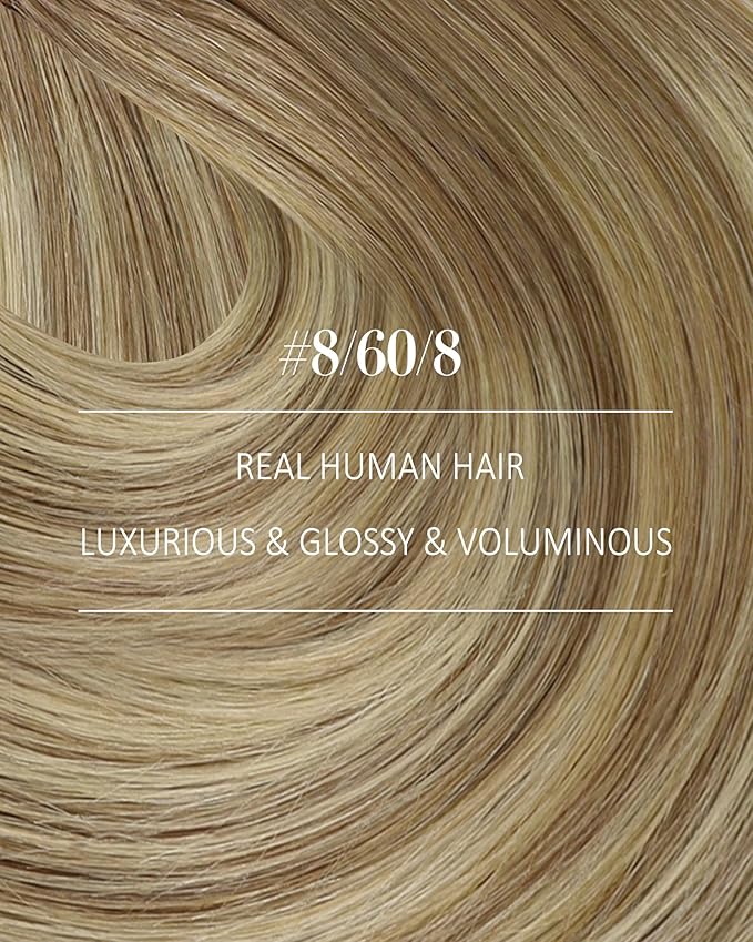 YoungSee 150g Balayage Clip in Hair Extensions Real Human Hair Light Brown Mix Platinum Blonde Balayage Real Hair Extensions Clip in Human Hair Easy to Wear Clip in Extensions 24 inch 7pcs