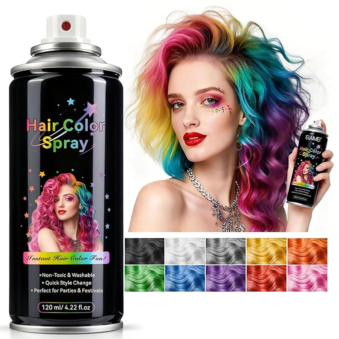 Temporary Hair Spray Color for Kids Women - One-Time Use Green Hair Spray, Vegan and Cruelty-Free Semi-Permanent Hair Color Dye (120ML,Pink)