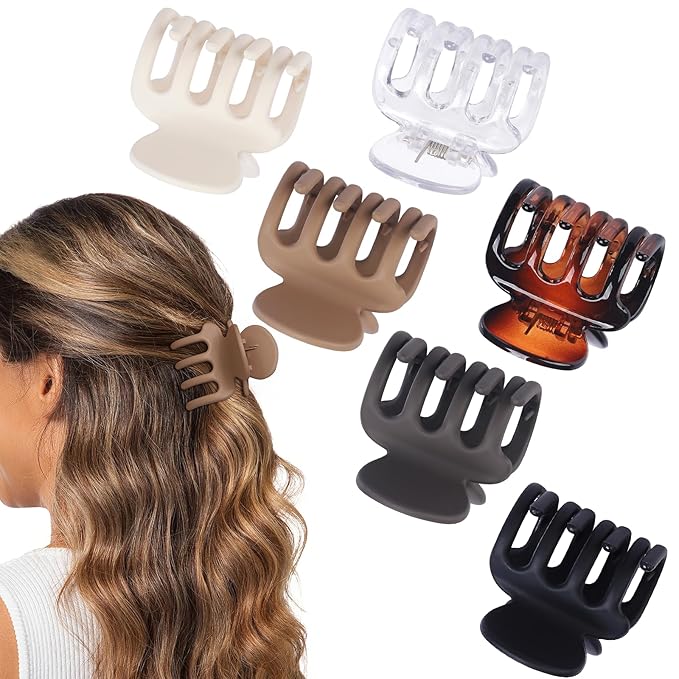 6 Pcs Hair Clips Small Claw Clips for Thin Hair Medium Matte Non-slip Hair Accessories for Women and Girls (Transparent)