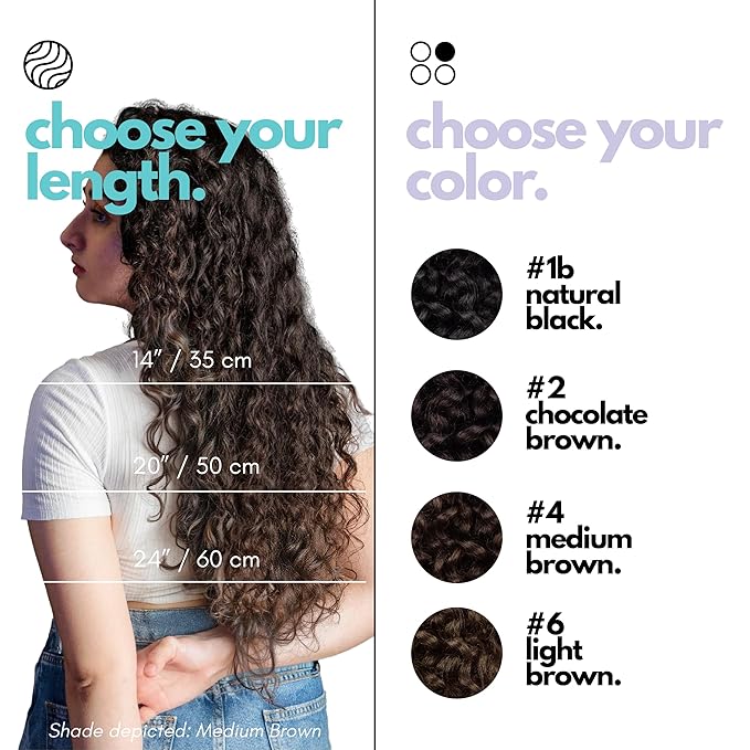 Irresistible Me 3A Curls Real Human Hair Extensions Clip Ins – 100% Human Hair Clip In Extensions for Length & Volume– Invisible Extension –Heat Resistant & Dyeable –Chocolate Brown, 24 Inches