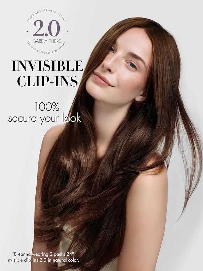 LUVME Invisible Clip in Hair Extensions Real Human Hair, 22 inch 110g 6Pcs, Natural Remy Human Hair Extensions Clip ins for Women, Natural Human Hair Silky Straight Highlight No.2