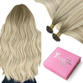YoungSee Balayage U Tip Hair Extensions Human Hair Balayage Blonde Ombre Platinum Blonde U Tips Remy Hair Extensions 16In 1G/S 50G