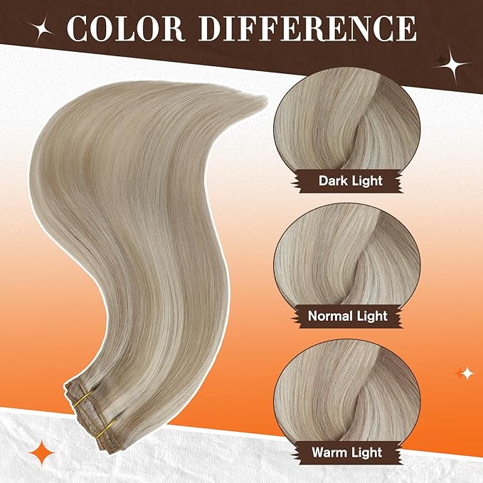 Full Shine Human Hair Clip in Extensions Golden Blonde Highlights Medium Blonde Seamless Hair Extensions Clip in Blonde Invisible Clip ins Natural 18 Inch 3 PCS 60 G