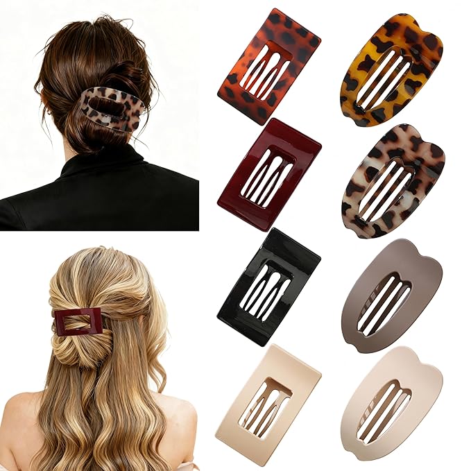 Flat Hair Clips 6PCS French Flat Hair Claw Clips for Women (Multicolor-4 (8pcs))