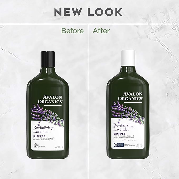 Avalon Organics Revitalizing Lavender Shampoo, For Smooth, Shiny, Touchably Soft Hair For Normal To Dry Hair, 11 Fluid Ounces