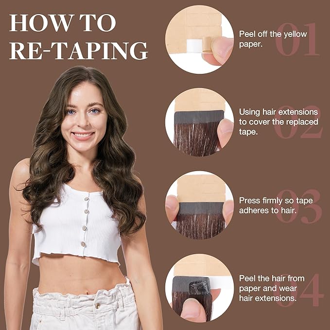 GOO GOO Tape in Hair Extensions Human Hair, 1B/6/1B Balayage Natural Black to Chestnut Brown, 20inch 50g 20pcs, Skin Weft Seamless Invisible, Silky Straight with Thick Ends, Remy Human Hair