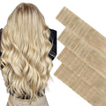 GOO GOO Invisi Edge Tape in Hair Extensions Human Hair, 18ET90A Natural Blonde Balayage 20pcs injected with 20pcs classical tape ins, 18inch 100g, Virgin Remy Hair, Natural Look