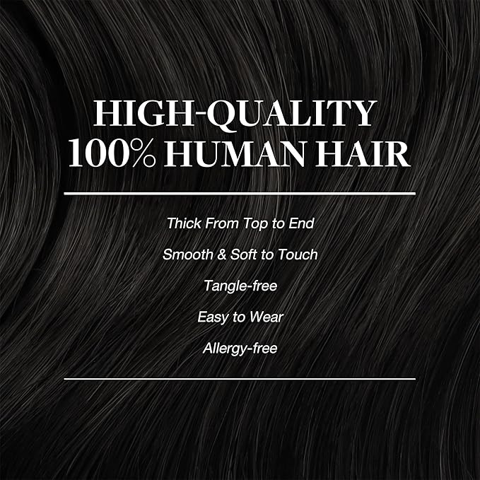 GOO GOO Clip in Hair Extensions Real Human Hair, Remy Human Hair Extensions Clip ins for Women, Natural Human Hair, 14inch 150g 9Pcs, 1B Natural black