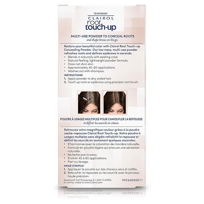 Clairol Root Touch-Up Temporary Concealing Powder, Dark Brown Hair Color, Pack of 3