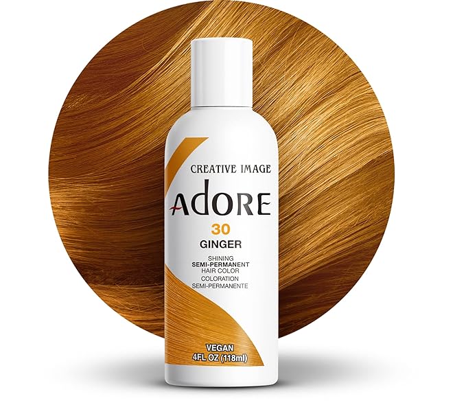Adore Semi Permanent Hair Color (030 Ginger) | Vegan & Cruelty-Free Brown Hair Dye | No Ammonia, No Peroxide, No Alcohol | 4 Fl Oz (Pack of 1)