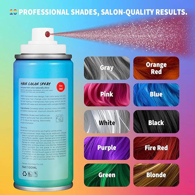 Halloween Hair Spray,Temporary Hair Color Spray for Women Kids Men,Washable Hairspray,Colored Hair Spray,Color Hairspray for Halloween,Party,Cosplay,Christmas Day (06#Red)