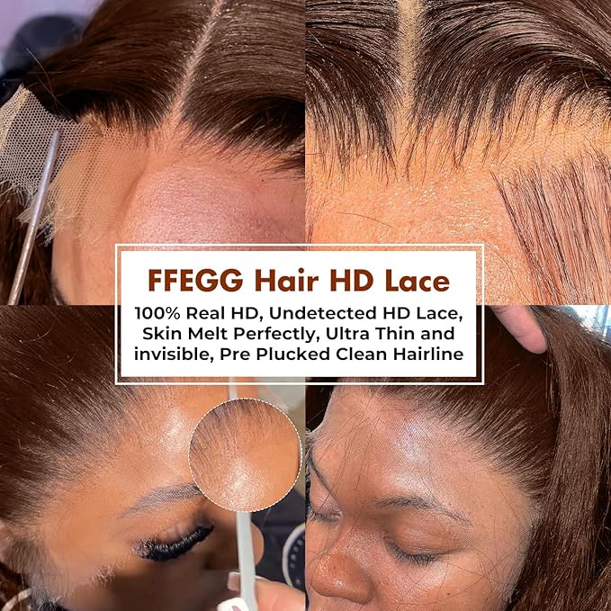 13x6 SKINLIKE Real HD Lace Frontal Wigs 250% Density Chocolate Brown Deep Curly Lace Front Wigs Human Hair 0.10mm Ultra-thin HD Lace Pre-Plucked with Baby Hair Brazilian Wig 22 Inch