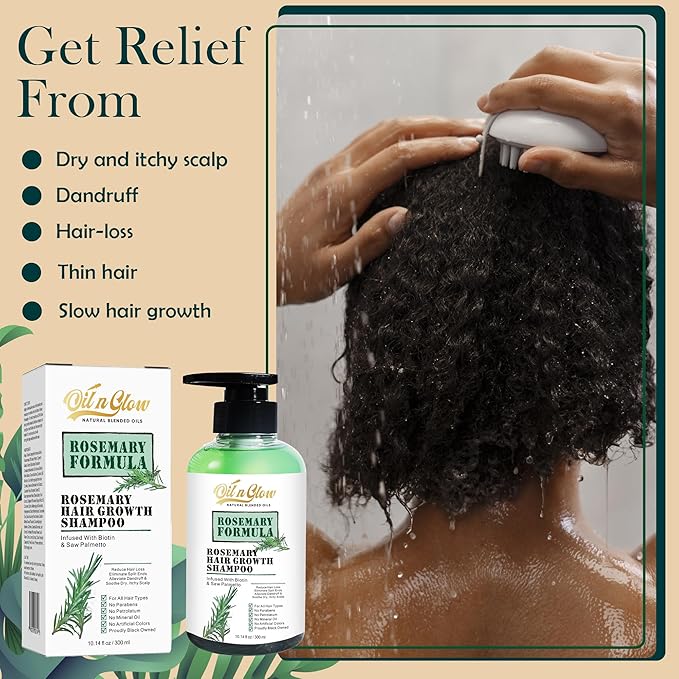 USDA Organic Rosemary Hair Growth Shampoo For Thickening, Regrowth & Strengthening for Men & Women with Biotin, Scalp DHT Blocker Saw Palmetto For Thinning Hair Loss 10 Fl. Oz- Fragrance Free