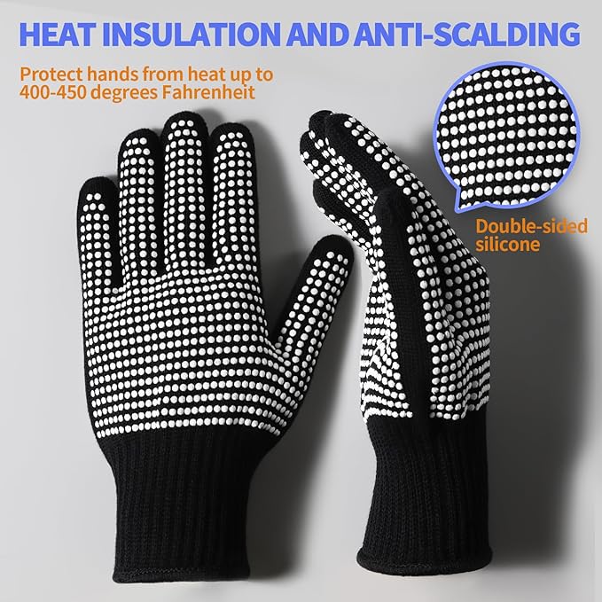 Teenitor 2 Pcs Heat Resistant Gloves With Silicone Bumps, Heat Resistant Gloves For Sublimation, Heat Protection For Hair Styling White