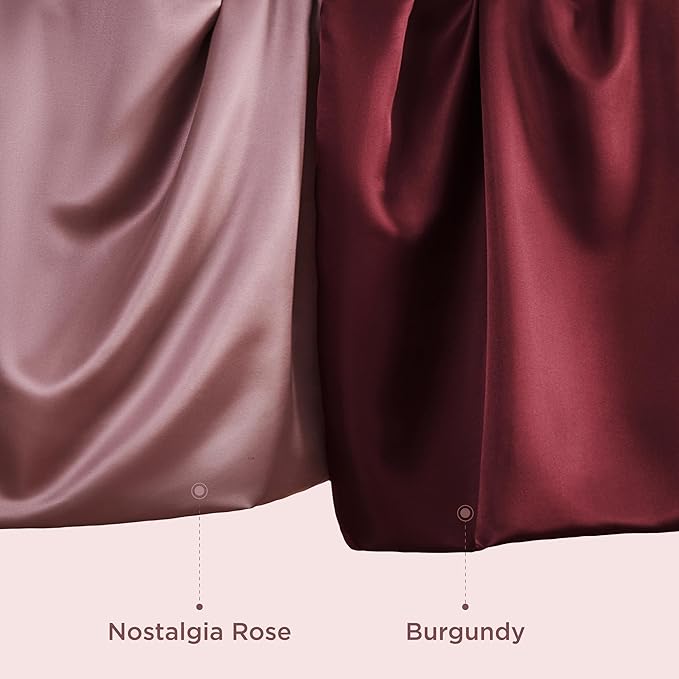 Bedsure Satin Pillowcase for Hair and Skin Queen - Silky Pillowcase 2 Pack with Envelope Closure, Similar to Silk Pillow Cases, Gifts for Women Men, Nostalgia Rose, 20x30 Inches, 2pcs