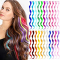 Colored Hair Extensions Curly Wavy Accessories for Girls Women,Multi-colors Party Highlights Clip in Synthetic Rainbow Hairpiece for Kids Christmas Favors Gift(22 PCS Colorful)