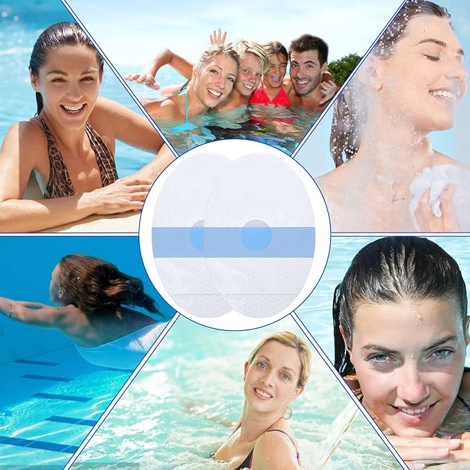 60 PCS Ear Covers, Large Size Upgarde Silicon-Gel Material Ear Covers with Cotton Ball Waterproof Ears Protection Disposable Ears Plugs for Adults and Babies Shower Bath Hair Washing Swimming