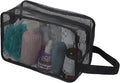 Bremorou 1 Pcs Small Mesh Shower Bag Black Gym Toiletry Bags Portable Rectangle Bathroom Travel Organizer Quick-Dry Shower Meshes Bag Women Men Bathroom Camping Travel Dorm College Gifts 25×11 ×16 cm