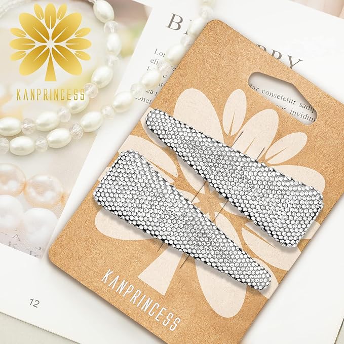 2PCS Rhinestone Hair Clips,Snap Hair Accessories,Decorative Hair Clips,Rhinestone Barrettes For Women Girls(SET17)