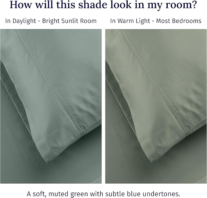 CALIFORNIA DESIGN DEN Luxuriously Soft Hotel Quality 600 Thread Count, 100% Cotton Set of 2 Cases, Crisp & Cool King Pillow Cases 2Pc, Set of 2, Fits King Pillows (Sage)
