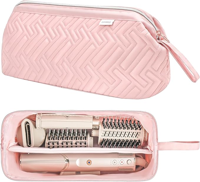 Leudes Hair Tools Travel Bag for Shark Flexstyle Carrying Case Portable Shark Hair Air Wrap Dryer Case Waterproof Dustproof Flat Curling Iron Travel Organizer (Pink)
