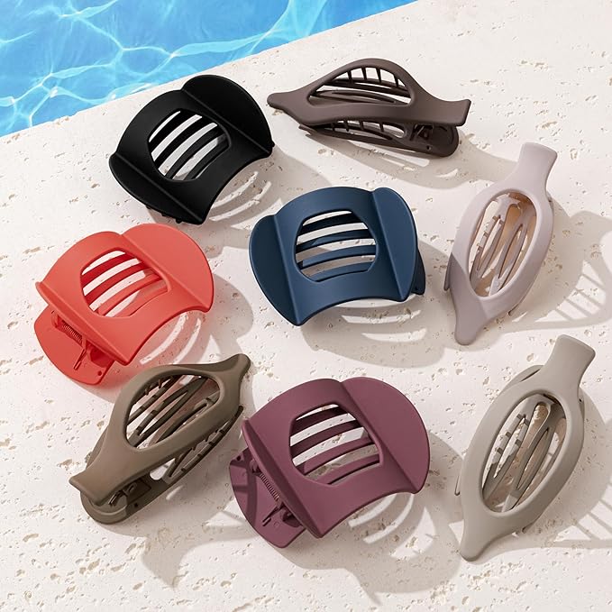 8 PCS Flat Hair Clips for Women French Matte Flat Claw Clips for Thick & Thin Hair No-Slip Hair Barrettes, Strong Hold Styling Accessories