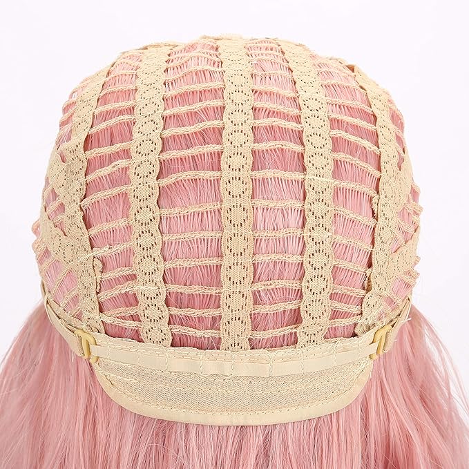 FAELBATY Light Pink Wigs For Women Curly Wavy Synthetic Women Girl's Wig Pure Pastel Cosplay Costume Halloween Wigs (14" Light Pink)