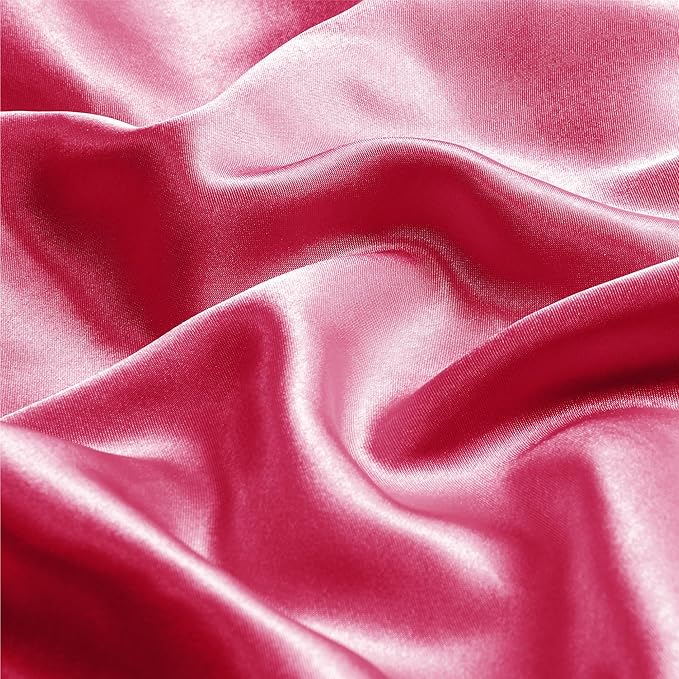 BEDELITE Satin Pillowcase with Zipper, Hot Pink King Size Pillow Cases Set of 2, Super Soft and Cooling Similar to Silk Pillow Cases, Gift for Women Men(20x40 Inches)