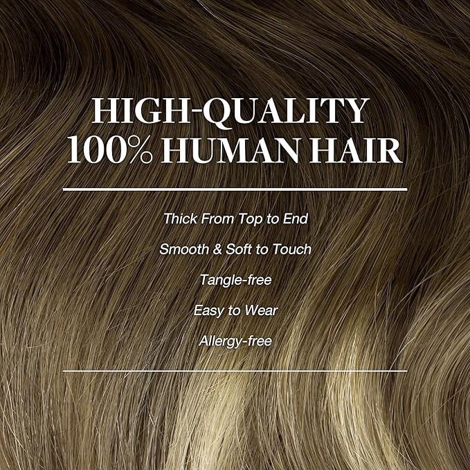 GOO GOO Clip in Hair Extensions Real Human Hair, Remy Human Hair Extensions Clip ins for Women, Natural Human Hair, 24inch 170g 7Pcs, #3/8/613 Balayage Walnut Brown to Ash Brown and Bleach Blonde