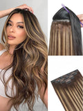 LUVME Clip in Hair Extensions, Straight Seamless 20 Inch 70g 4Pcs Chestnut Brown, 100% Real Remy Human Hair, Soft Natural Full Max Invisible Comfortable Hair Extensions for Women