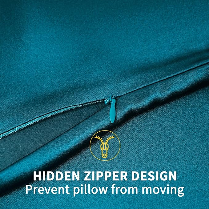 ZIMASILK 100% Pure Mulberry Silk Pillowcase for Hair and Skin Health,Soft and Smooth,Both Sides Premium Grade 6A Silk,600 Thread Count,with Hidden Zipper,1pc (Queen 20''x30'',Turquoise)