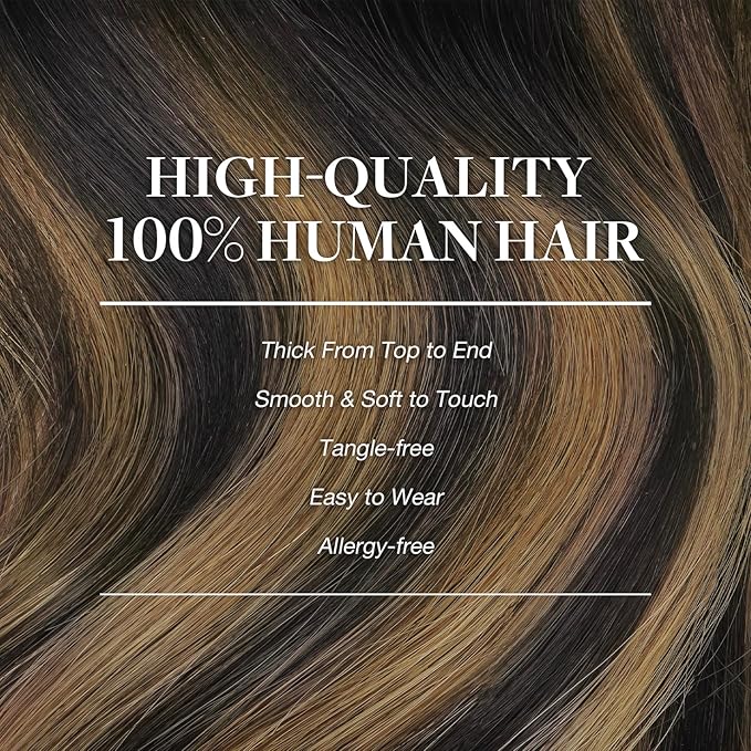 GOO GOO Clip in Hair Extensions Real Human Hair, Remy Human Hair Extensions Clip ins for Women, Natural Human Hair, 20inch 160g 7Pcs, #1B/6/1B Balayage Natural Black to Chestnut Brown