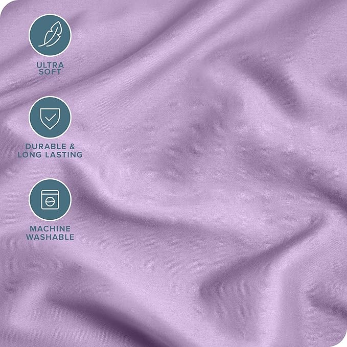 Bare Home Microfiber Pillow Cases - Queen Size Set of 2 - Cooling Pillowcases - Double Brushed - Easy Care - Envelope Closure (Queen Pillowcase Set of 2, Lavender)