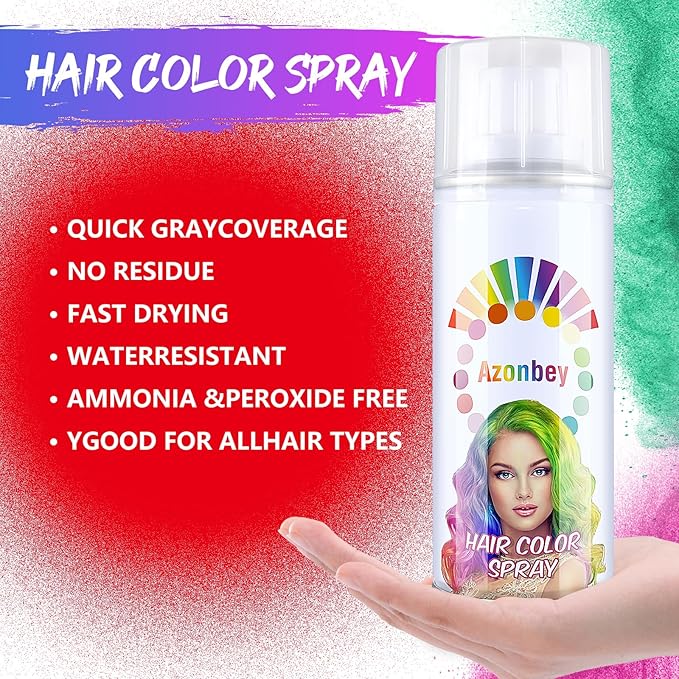 Halloween Hair Spray,Temporary Hair Color Spray for Women Kids Men,Washable Hairspray,Colored Hair Spray,Color Hairspray for Halloween,Party,Cosplay,Christmas Day (#Red)