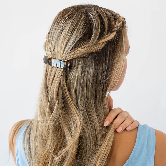 France Luxe Tortoise Hair Barrette for Thin Hair, Classic Rectangle French Barrette for Women, Lightweight and Comfortable, Strong Hold, Tokyo