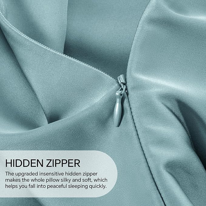 INFIIXSO Mulberry Silk Pillowcase for Hair and Skin, Silk Pillow Cases King Size with Hidden Zipper 20x40 Inches, Super Smooth and Soft Cooling Pillow Cases for Hot Sleepers(Haze Blue, 1 Pack)