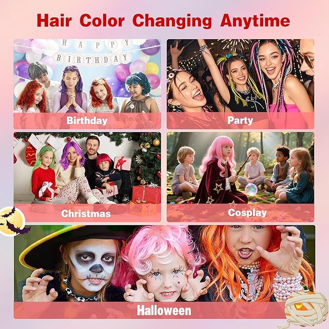 Red Temporary Hair Color Spray for Kids, Silver Instant Colored Hair Dye Alternative for Boys Girls Men Women, Quick Styling for Party Christmas Halloween, Disposable Washable, 150ml