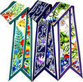 Skinny Scarf 3 Pack for Women – Bag Scarf, Silk Hair Scarves (Original Prints, Premium Twill, 3 Designs)