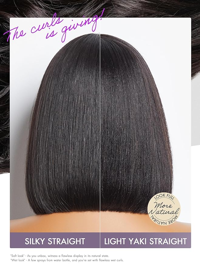 LUVME HAIR 12 Inch Light Yaki Straight Bob Wig Human Hair, Undetectable HD Lace Glueless Bob Wigs Human Hair Pre Plucked, Pre Cut Lace Wig Short Black Blunt Cut Bob Wigs
