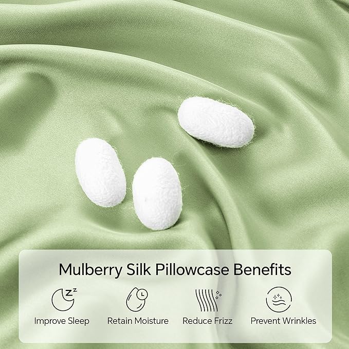INFIIXSO Body Pillow Cover with Zipper, Luxury Mulberry Silk Body Pillow Case 20x54 Inches, Ultra Smooth and Soft Cooling Long Pillowcase, Gift for Women, Men(Sage Green)