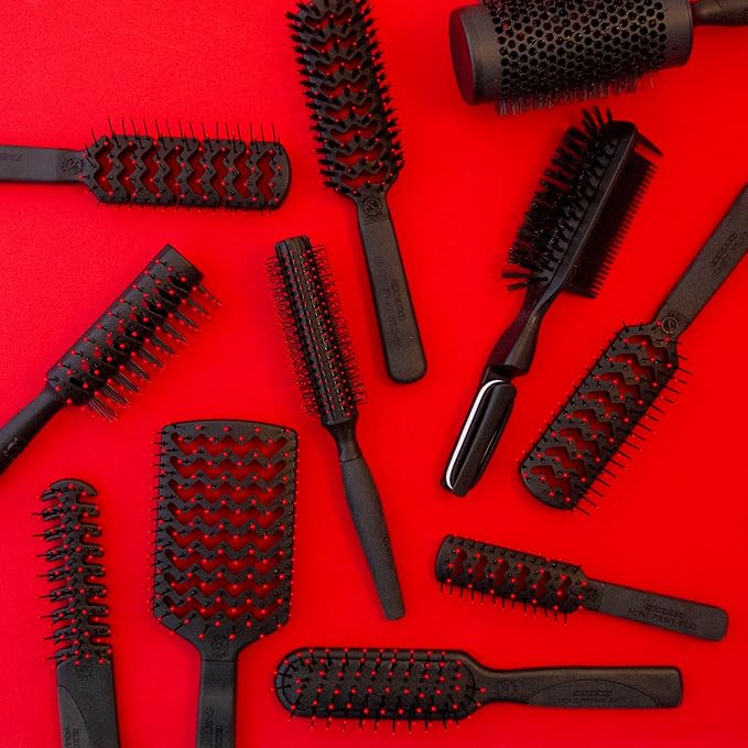 Cricket Static Free Tunnel 9-Row Vented Hair Brush for Blow Drying and Styling - Ideal for Long, Short, Thick, Thin, Curly, Straight, Wavy, and All Hair Types