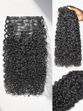 LUVME Burmese Curly Clip in Hair Extensions Real Human Hair Messy Curly Clip Ins Fullness with 2 Pack for Women Brazilian Remy Human Hair Natural Black 135g 22Inch