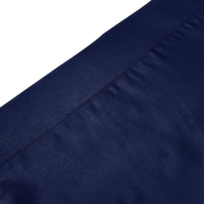Navy Blue Satin Pillowcase Standard Set of 2 with Envelope Closure，Navy Blue Silk Pillowcase for Hair and Skin (20x26)
