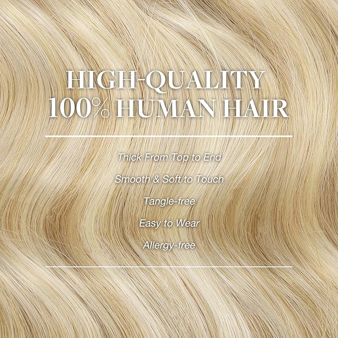 GOO GOO Clip in Hair Extensions Real Human Hair, Remy Human Hair Extensions Clip ins for Women, Natural Human Hair, 16inch 150g 9Pcs, 18A/613A Dark Blonde Highlighted Bleach Blonde