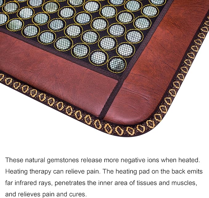 Infrared Heating Pad, Far Infrared Natural Jade Heating Pad, Auto Shut Off, Adjustable Temperature, Gifts for Women/Men/Dad/Mom (Brown, jadeseatback)