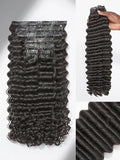LUVME Clip in Hair Extensions Real Human Hair, Remy Human Hair Extensions Clip ins for Women, Natural Human Hair, 16inch 135g 9Pcs, Natural Black