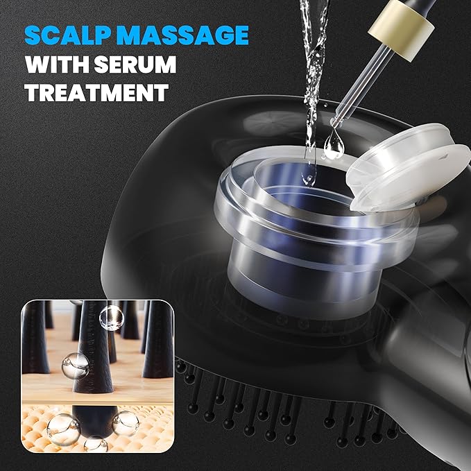 2-in-1 Electric Scalp Massager with Precision Serum Diffuser for Men – Cordless Scalp Care Brush, Supports Fuller-Looking Hair, IPX7 Waterproof, Built-in Nano Mist Diffuser