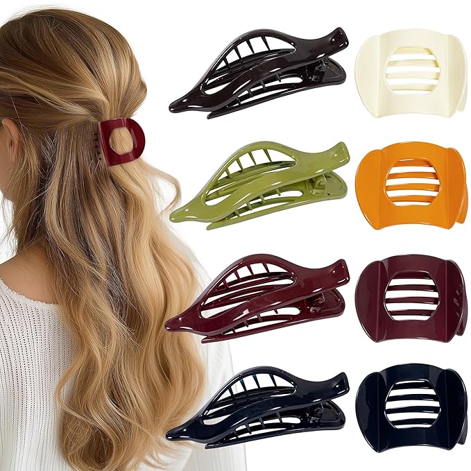 8 PCS Flat Hair Clips for Women French Matte Flat Claw Clips for Thick & Thin Hair No-Slip Hair Barrettes, Strong Hold Styling Accessories