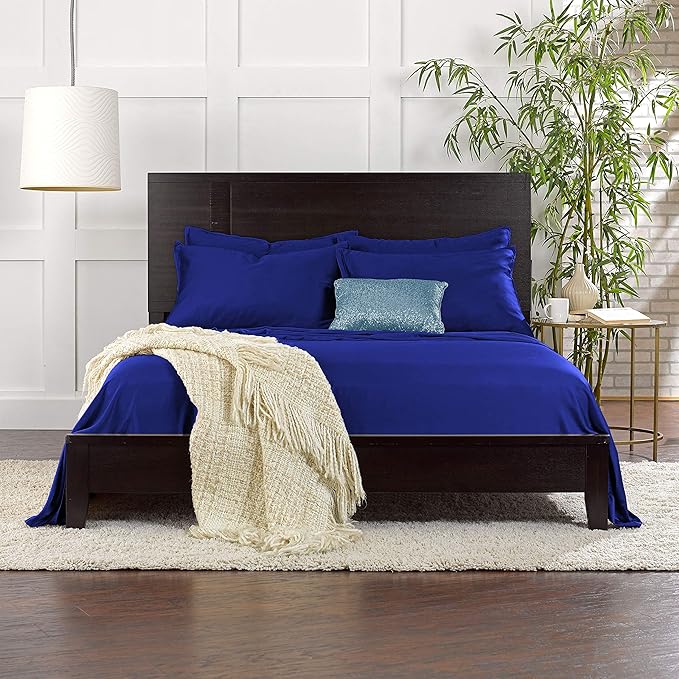 King Pillowcases by Pure Bamboo, Genuine 100% Organic Viscose Derived from Bamboo, Luxuriously Soft & Cooling, Double Stitching, Envelope Closure (2 King Pillowcases, Cobalt Blue)