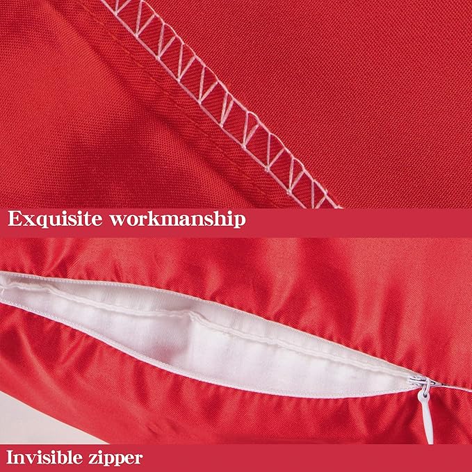NTBAY Zippered Satin Pillow Cases for Hair and Skin, Luxury Standard Hidden Zipper Pillowcases Set of 2, 20x26 Inches, Red